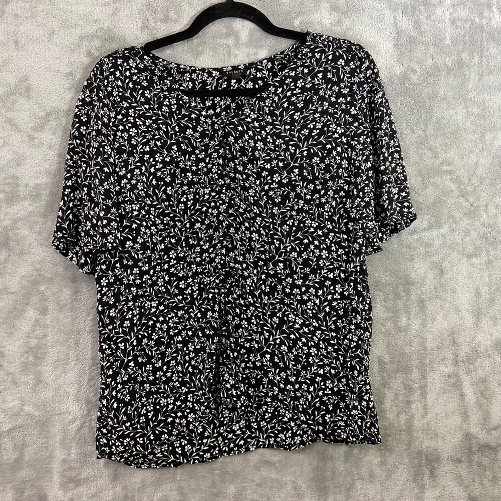 Talbots Petites Floral Button Up Blouse women’s 12p button up front Corpcore